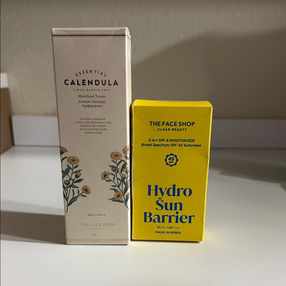 The Face Shop Calendula Moisture Toner and Hydro Sun Barrier Set
